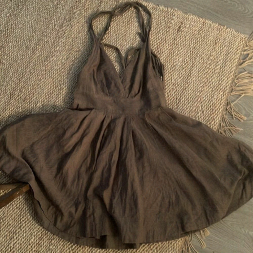 Free People brown halter mini dress